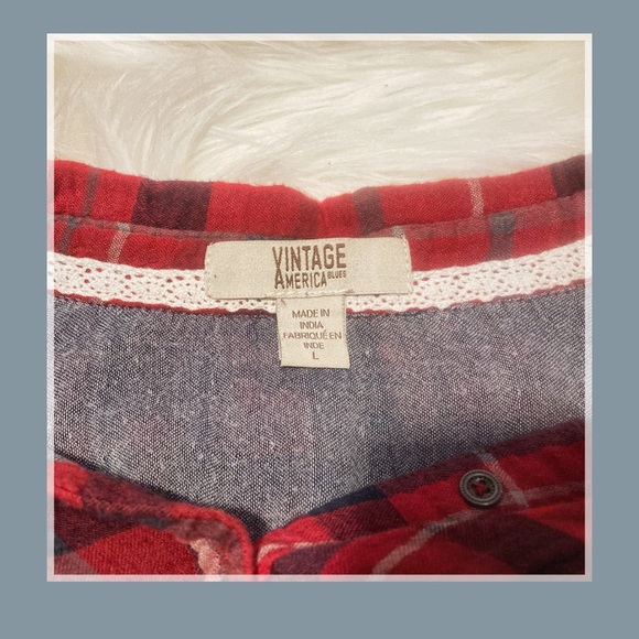 Vintage America Blues Tartan/chambray Flannel Artisan gorpcore style Shirt - Picture 2 of 10